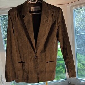 Classic Brown Corduroy Blazer with Notched Lapels